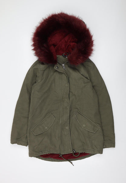 Womens UK Size 8 New Look Green Parka Coat
