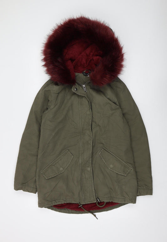 Womens UK Size 8 New Look Green Parka Coat