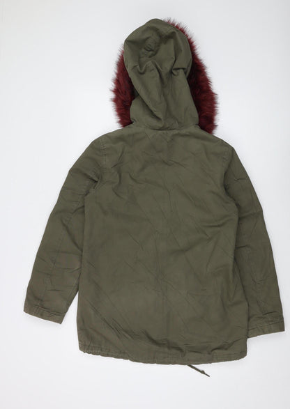 Womens UK Size 8 New Look Green Parka Coat