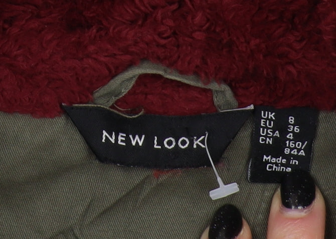 Womens UK Size 8 New Look Green Parka Coat