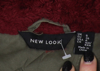 Womens UK Size 8 New Look Green Parka Coat