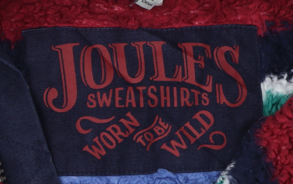 Close-up detail of Joules girls’ multicoloured striped pullover sweatshirt 11 years
