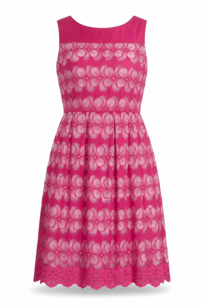 Laura Ashley Women's Pink Floral Knee Length Dress