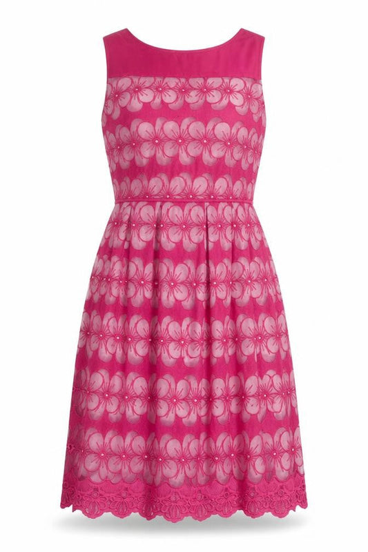 Laura Ashley Women's Pink Floral Knee Length Dress