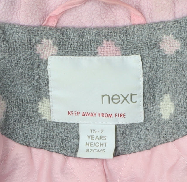 Next Girls Grey Polka Dot Duffle Coat, 1-2 Years, Autumn/Winter