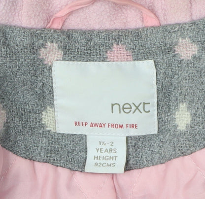 Next Girls Grey Polka Dot Duffle Coat, 1-2 Years, Autumn/Winter