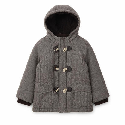 Front view of Matalan unisex toddler brown duffle coat, 24 months