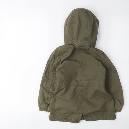 L.O.G.G. Girls' Green Parka Coat, 5-6 Years, Hooded Canvas