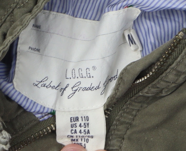 L.O.G.G. Girls' Green Parka Coat, 5-6 Years, Hooded Canvas