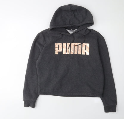 Puma Women's Grey Pullover Hoodie, XS, Logo Accents
