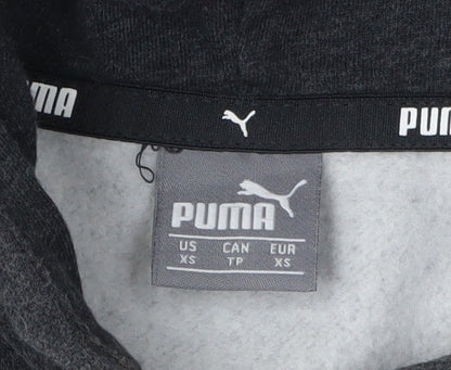 Puma Women's Grey Pullover Hoodie, XS, Logo Accents