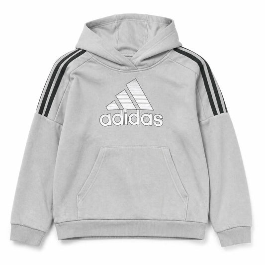 Front view of Adidas boys’ grey pullover hoodie - m, casual style