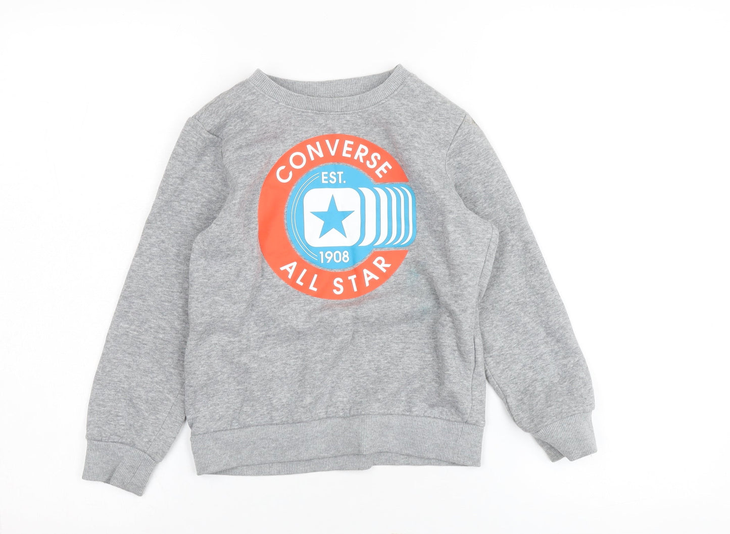 Converse Grey Kids' Sweatshirt, 7-8 Years, Graphic Print, Casual