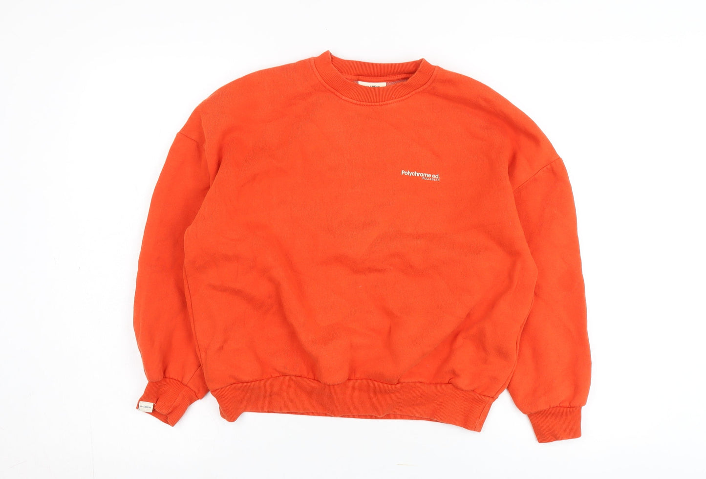 Unisex Adults UK Size XS Pull&Bear Orange Pullover Sweatshirt