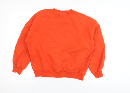Unisex Adults UK Size XS Pull&Bear Orange Pullover Sweatshirt