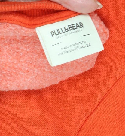 Unisex Adults UK Size XS Pull&Bear Orange Pullover Sweatshirt