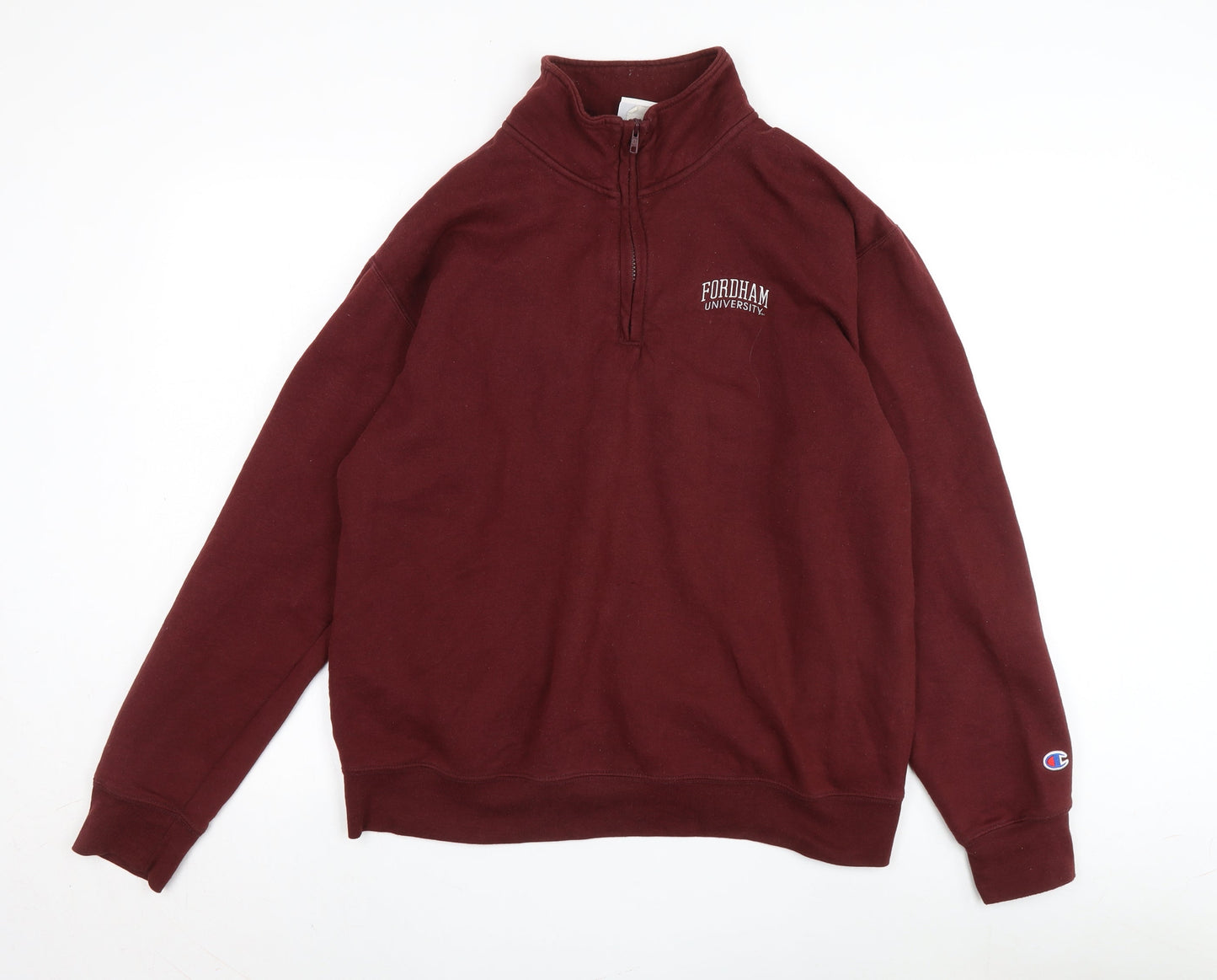 Mens UK Size L Champion Red 1/4 Zip Sweatshirt