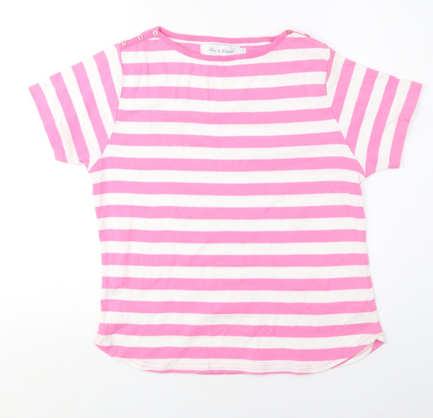 Womens UK Size 14 Pure & Natural Pink Basic T-Shirt