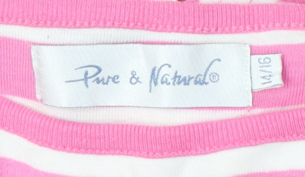 Womens UK Size 14 Pure & Natural Pink Basic T-Shirt