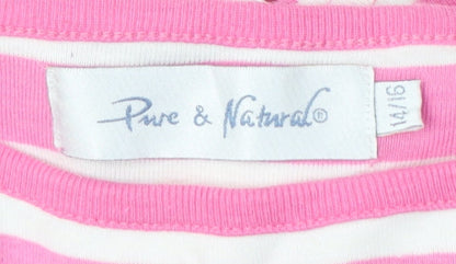 Womens UK Size 14 Pure & Natural Pink Basic T-Shirt
