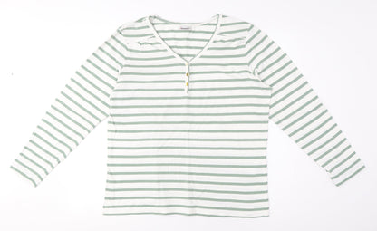 Damart Women's Green Striped T-Shirt M Casual