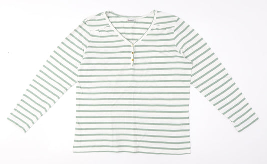 Damart Women's Green Striped T-Shirt M Casual