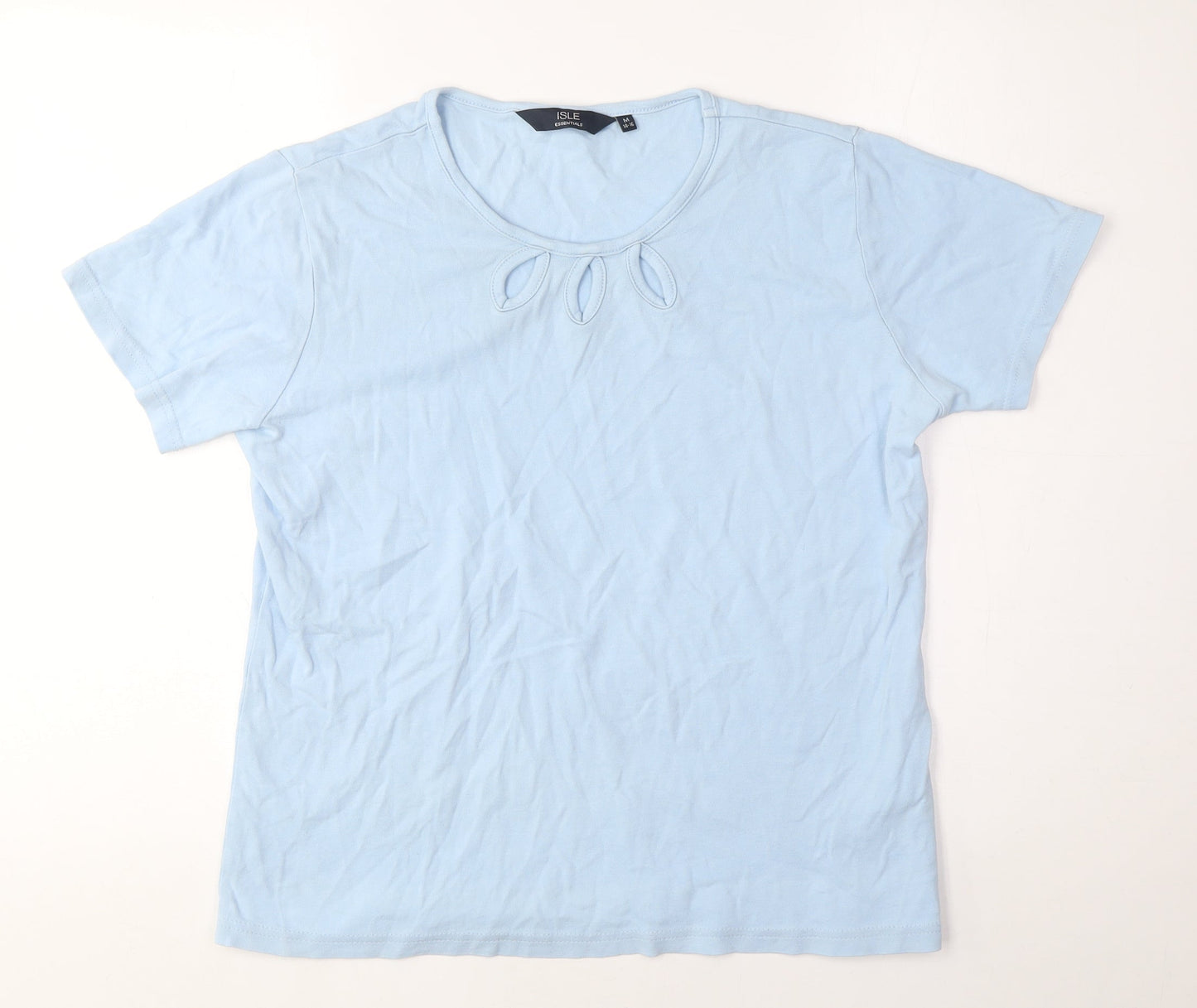 Womens UK Size M Isle Essentials Blue Basic T-Shirt