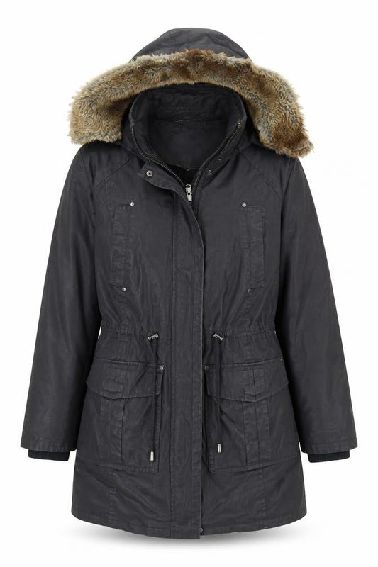 Womens UK Size 10 Phase Eight Black Parka Coat