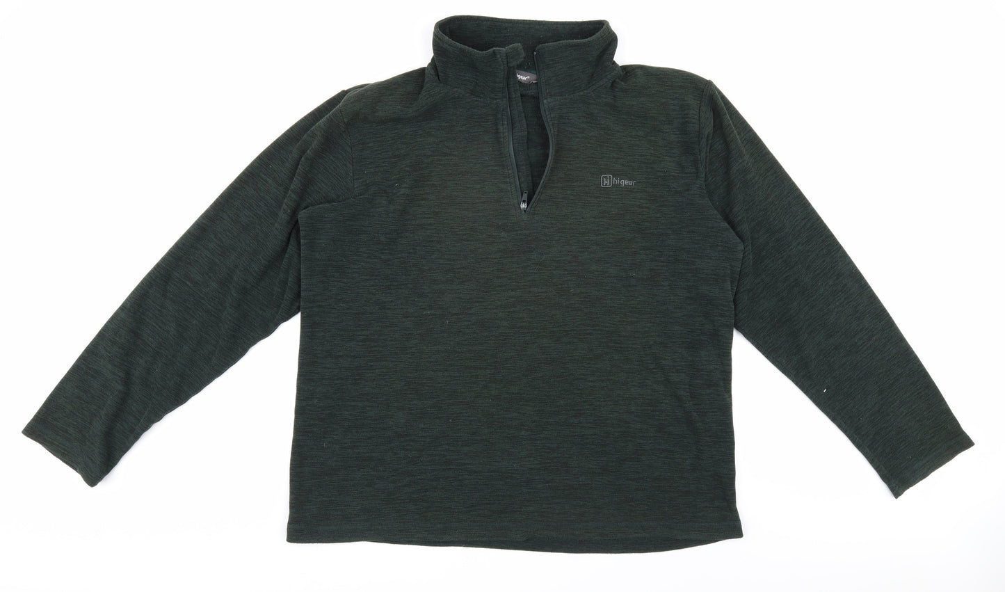 Mens UK Size XL Hi Gear Green 1/4 Zip Sweatshirt