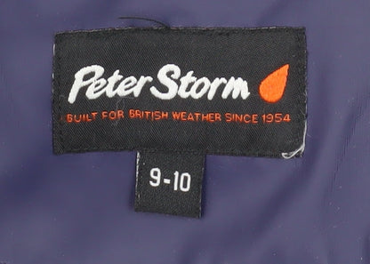 Peter Storm Girls Blue Waterproof Hooded Rain Coat 9-10 Years