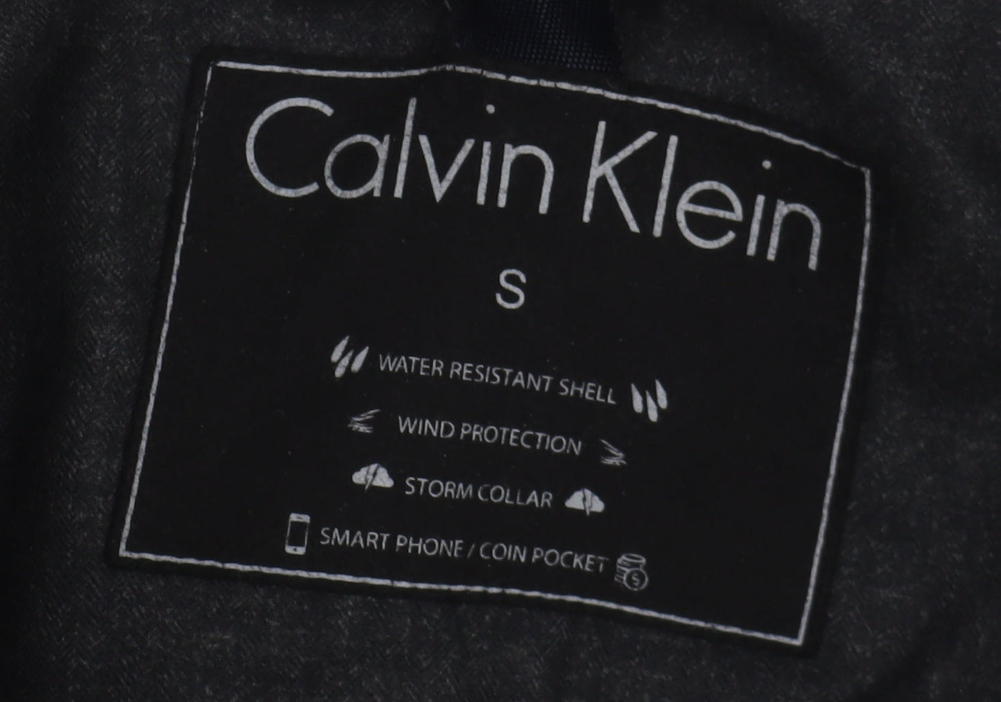 Mens UK Size S Calvin Klein Black Windbreaker Coat