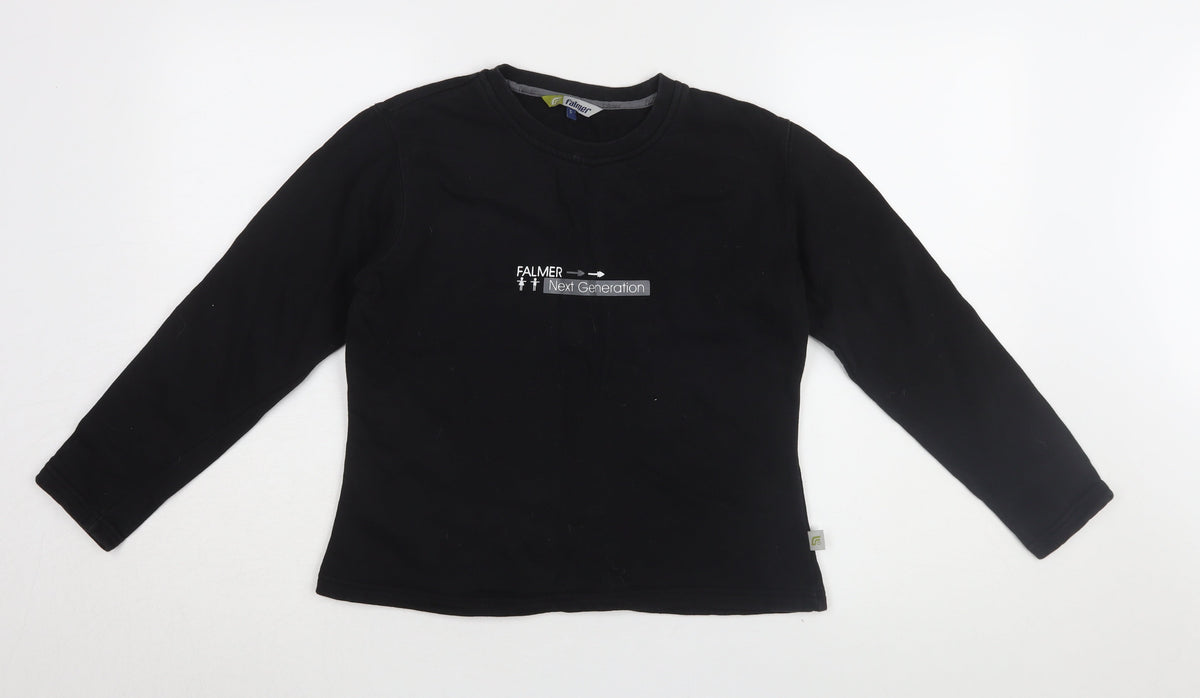 Additional front view of Falmer Heritage Black unisex s logo pullover sweatshirt casual