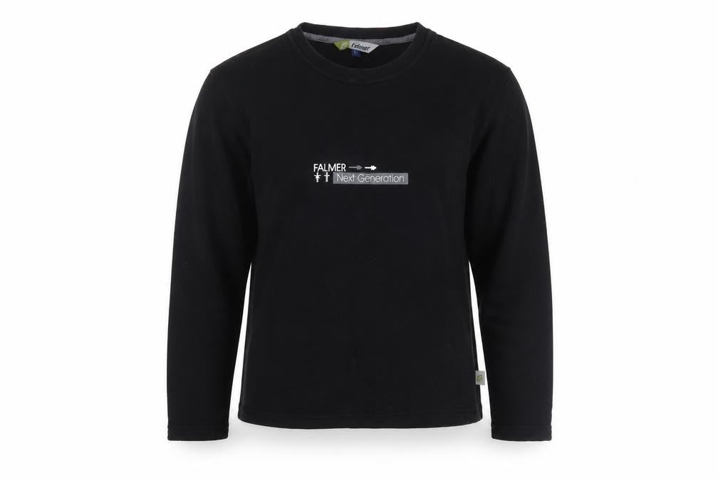 Front view of Falmer Heritage Black unisex s logo pullover sweatshirt casual