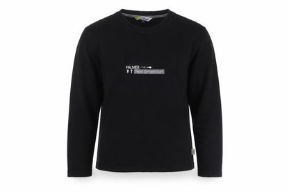 Front view of Falmer Heritage Black unisex s logo pullover sweatshirt casual