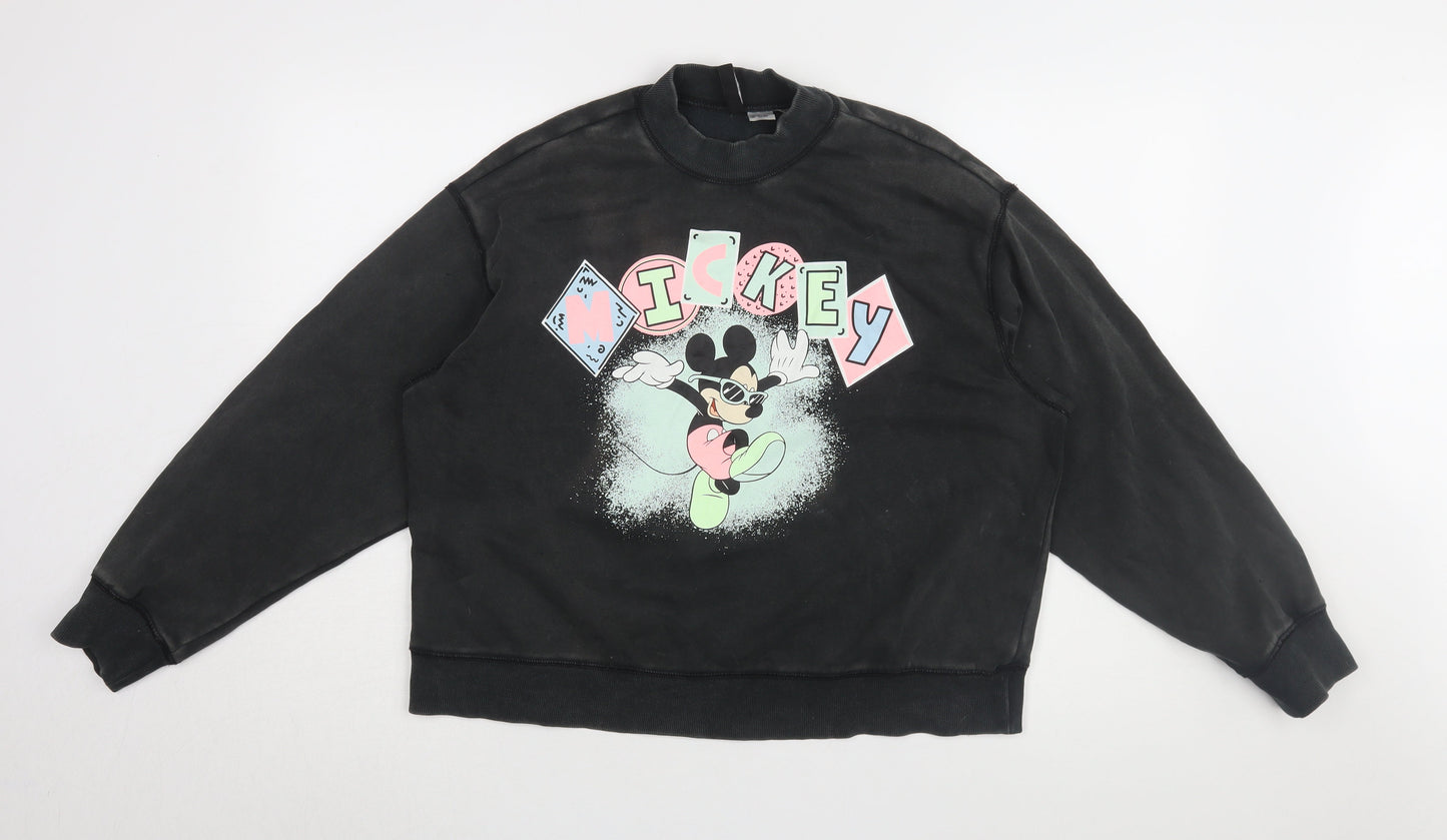 H&M Women's Black Mickey Graphic Pullover Sweatshirt S