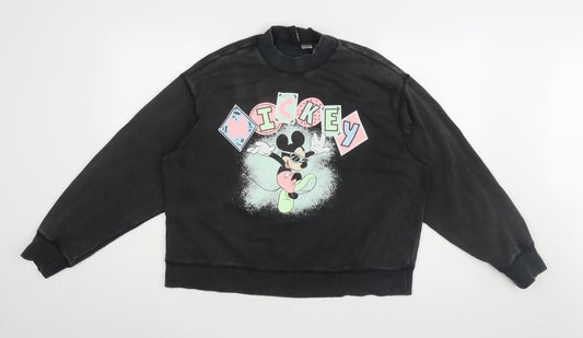 H&M Women's Black Mickey Graphic Pullover Sweatshirt S