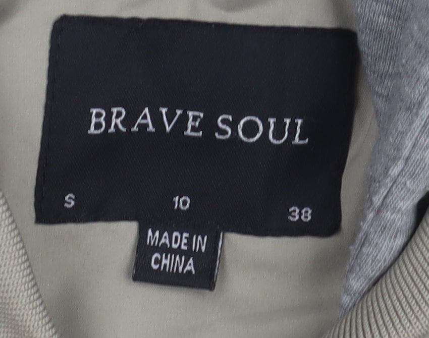 Womens UK Size S Brave Soul Beige Bomber Jacket