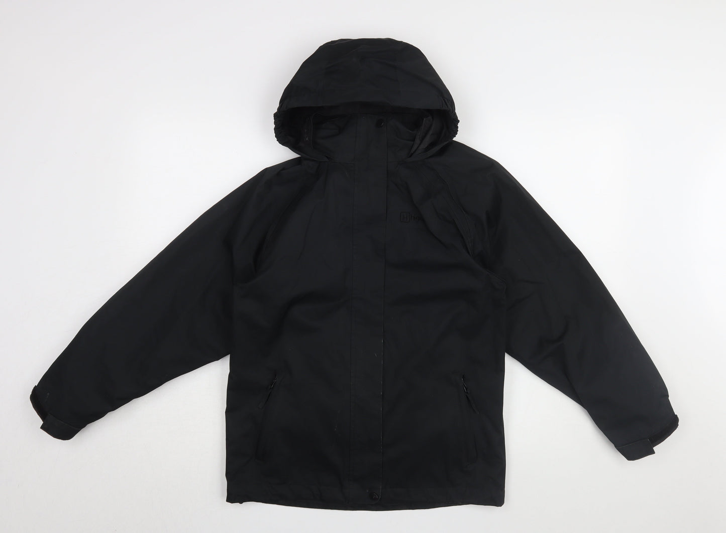 Hi Gear Boys Black Hooded Rain Coat - Size 7-8