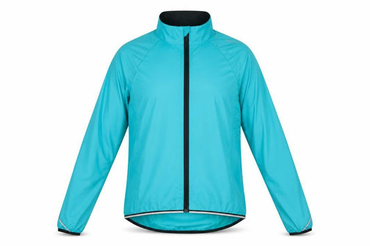 Front view of Decathlon Women's Blue Cycling Windbreaker Jacket, size 8
