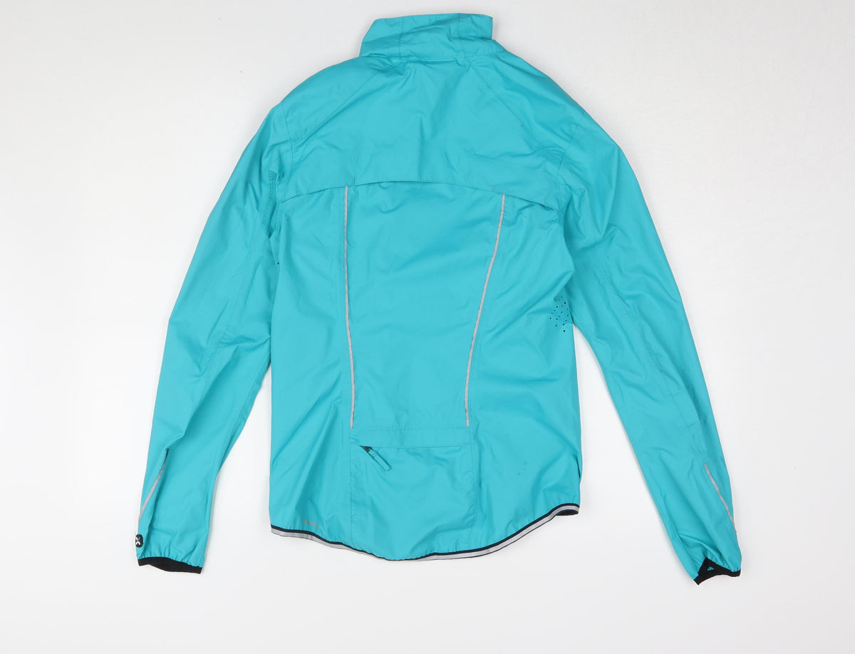 Back view of Decathlon Women's Blue Cycling Windbreaker Jacket, size 8