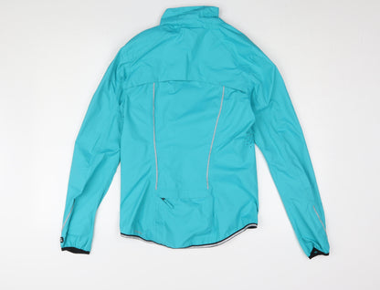 Back view of Decathlon Women's Blue Cycling Windbreaker Jacket, size 8