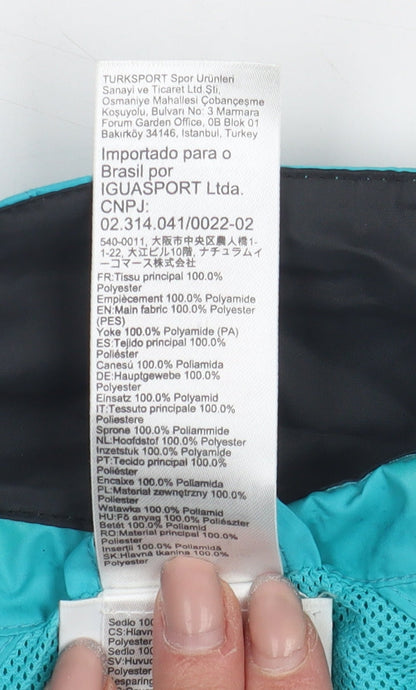 Brand and care label for Decathlon Women's Blue Cycling Windbreaker Jacket, size 8