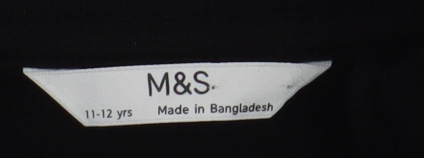 Marks and Spencer Girls Black Full Zip Sweatshirt 11-12 Years