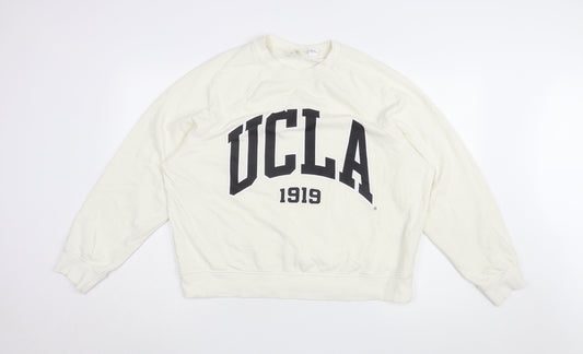 H&M Unisex Adults White UCLA Pullover Sweatshirt M