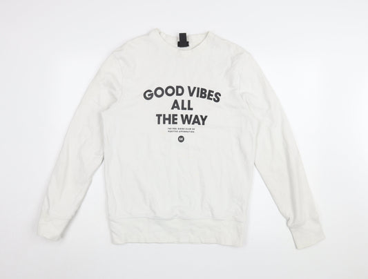Mens UK Size UK 10 H&M White Pullover Sweatshirt