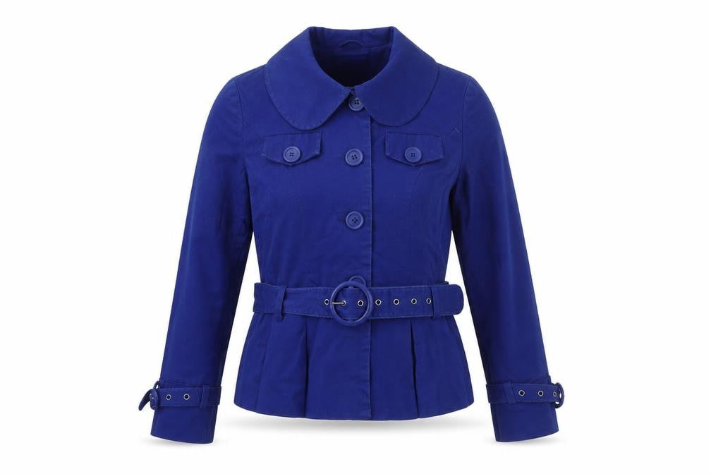 VILA Women's Blue Belted Jacket Size M