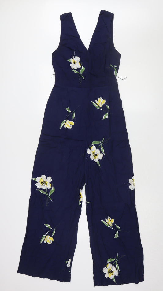 Warehouse Women's Blue Floral Jumpsuit UK 6, Viscose, New