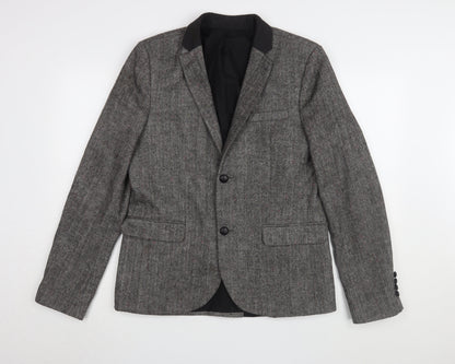 Topman Men's Grey Tweed Blazer 40R Herringbone Classic