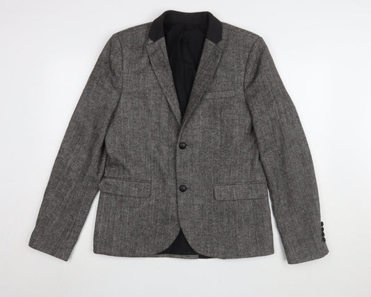 Topman Men's Grey Tweed Blazer 40R Herringbone Classic