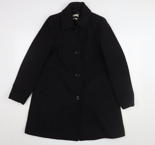 MNG Women's Black Classic Mid-Length Overcoat, Size S